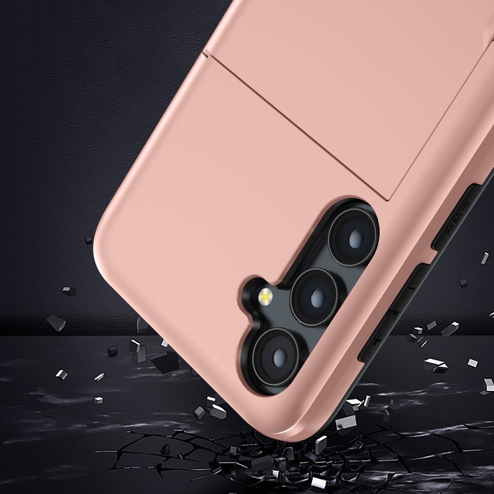 Samsung Galaxy A55 5G Skal Hybrid Med Kortfack Roséguld