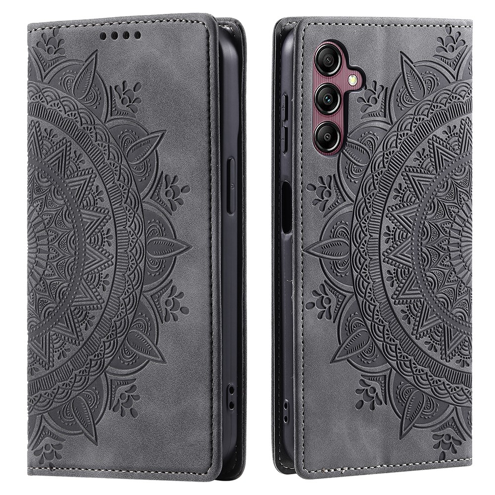 Samsung Galaxy A55 5G Fodral Mandala Flip Läder Grå