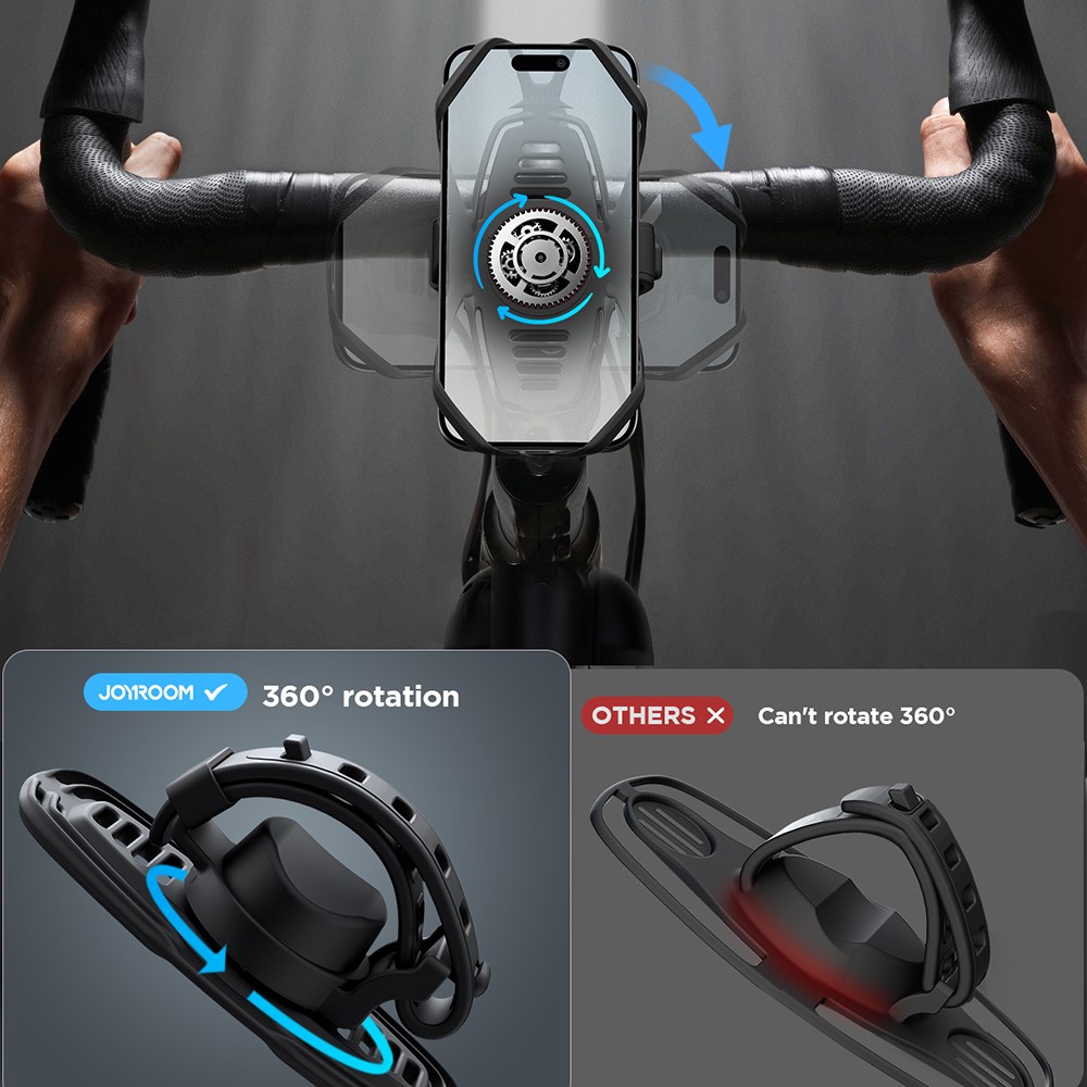Joyroom Mobilhllare Cykelstyre Silikonband Svart