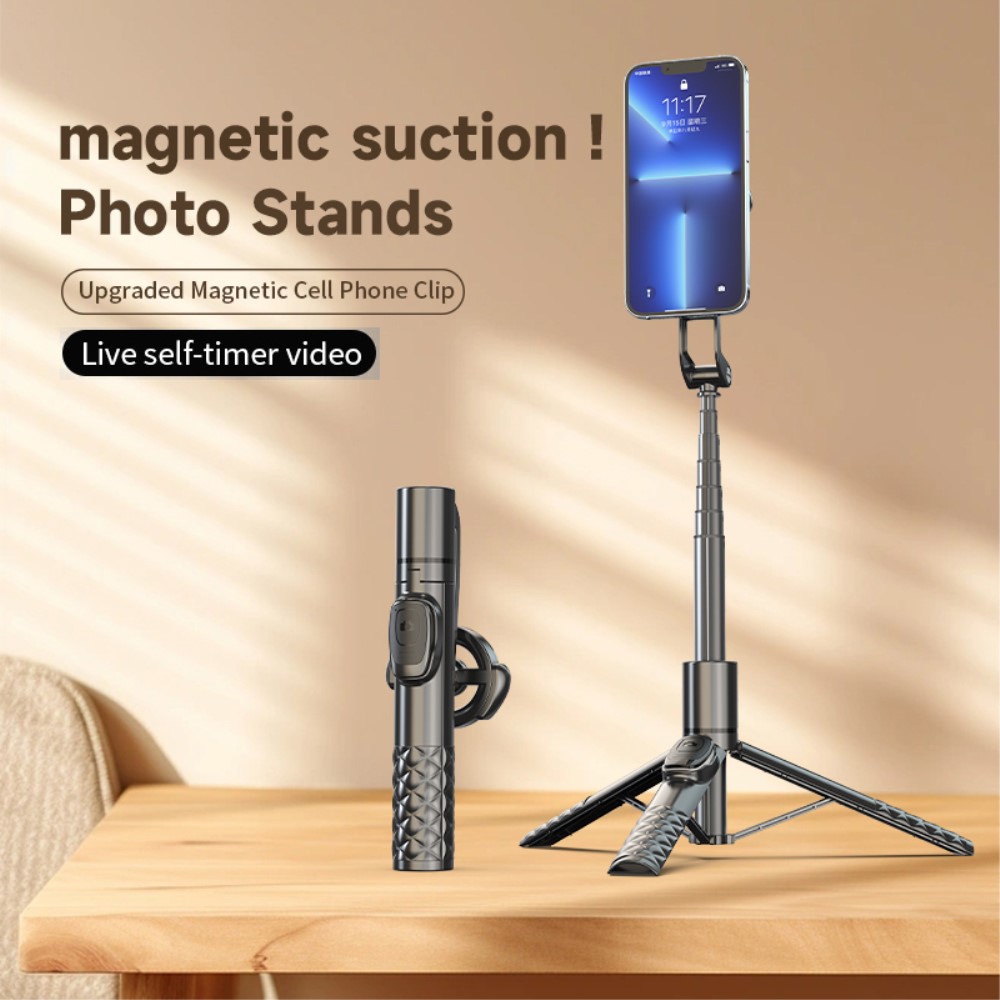 360 MagSafe Tripod Selfie Stick Aluminium 130 cm Svart