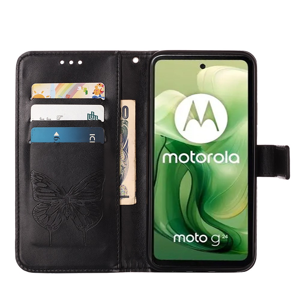 Motorola Moto G04 4G/G24 4G Butterfly Fodral Svart