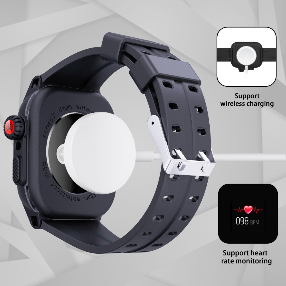 ShellBox Armband Apple Watch 41 mm Vattentätt IP68 Skal Svart