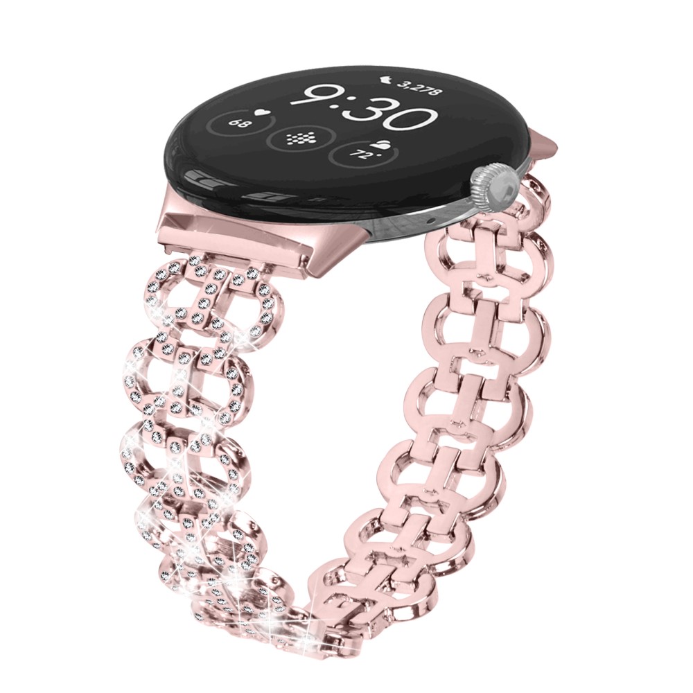 Google Pixel Watch/Pixel Watch 2 Metal Bling Armband Roséguld