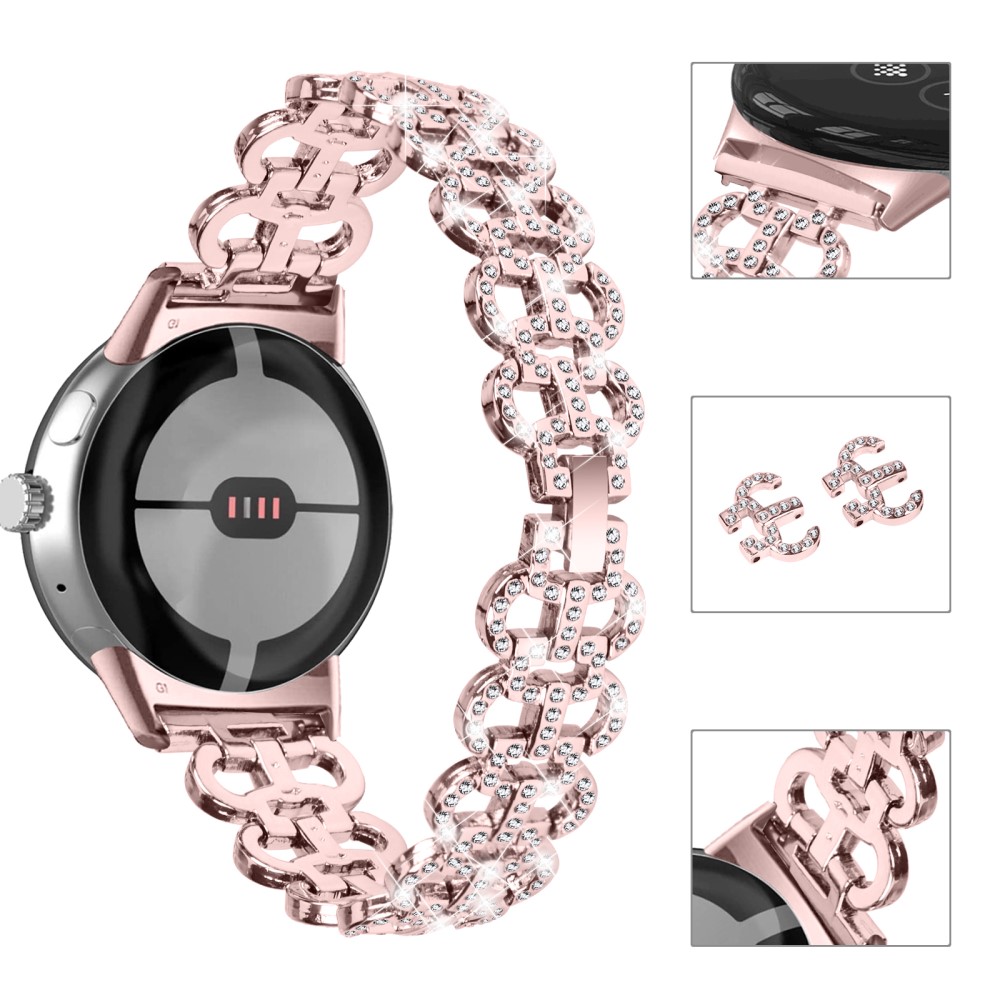 Google Pixel Watch/Pixel Watch 2 Metal Bling Armband Roséguld