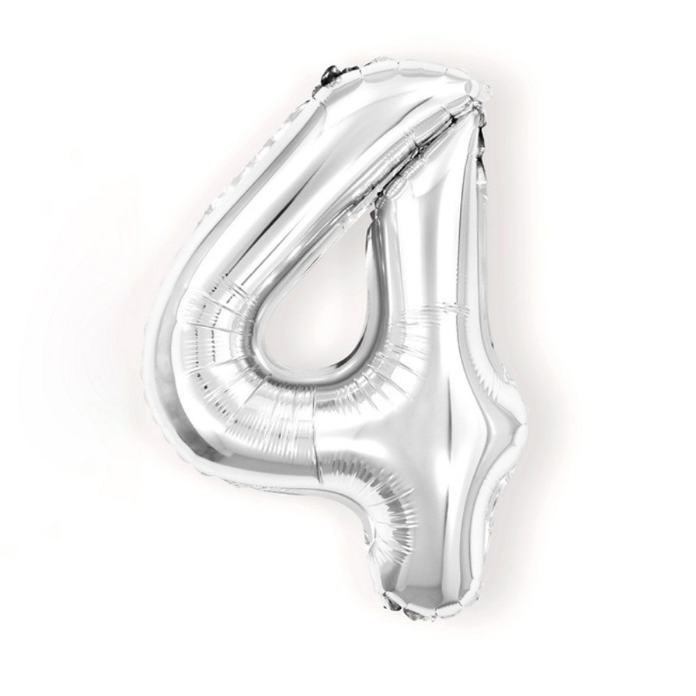 Sifferballong Nummer 4 40 cm Silver