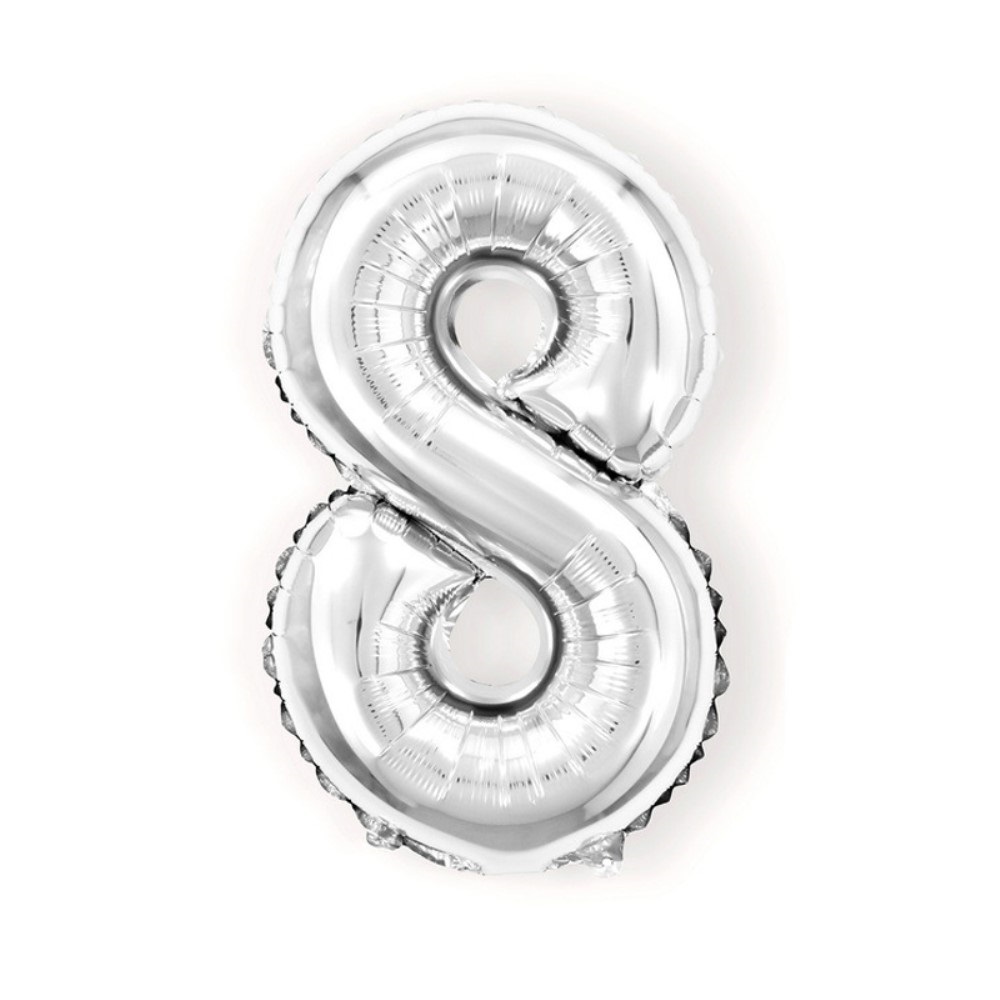 Sifferballong Nummer 8 40 cm Silver