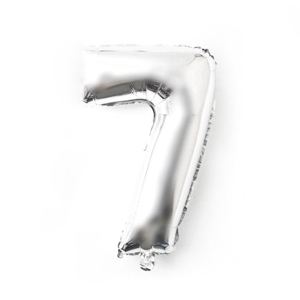 Sifferballong Nummer 7 70 cm Silver