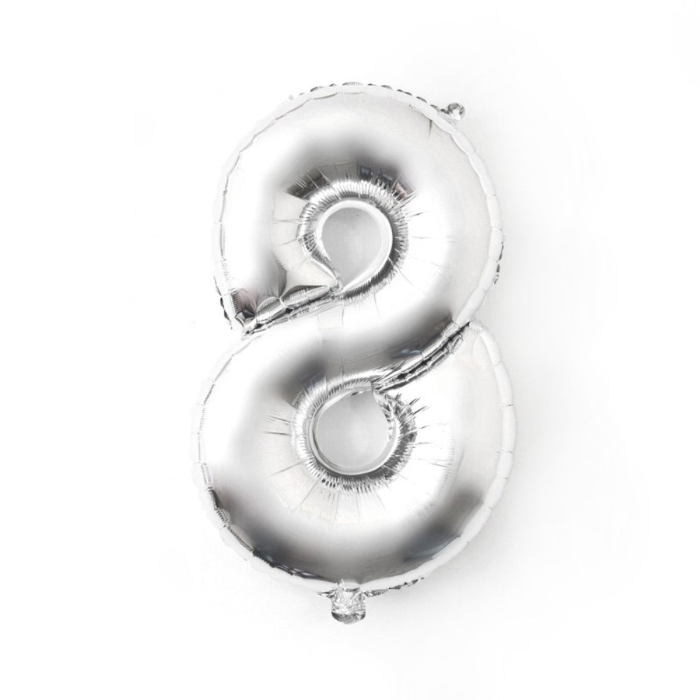 Sifferballong Nummer 8 70 cm Silver