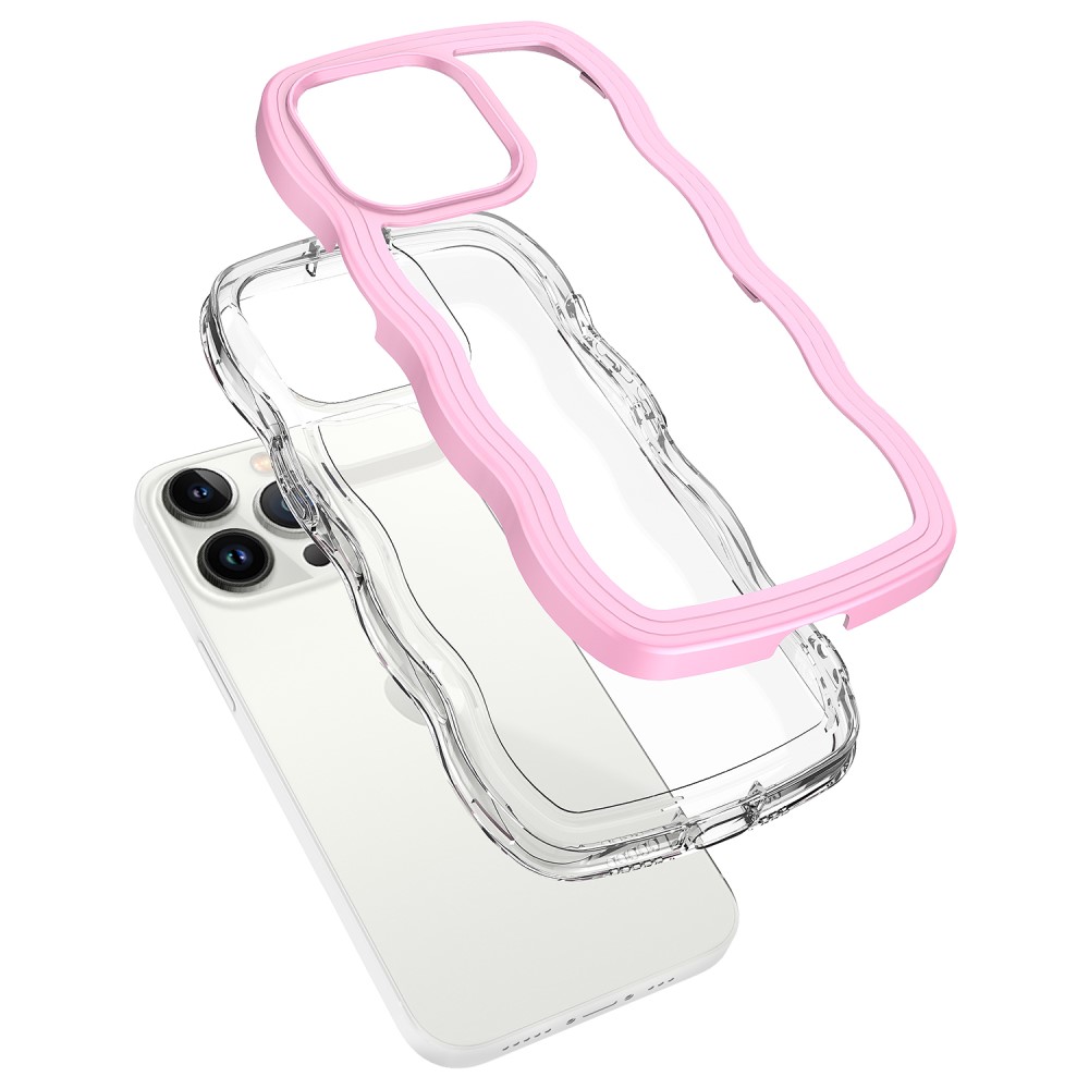 iPhone 15 Pro Max Skal Wavy Hybrid Transparent/Rosa
