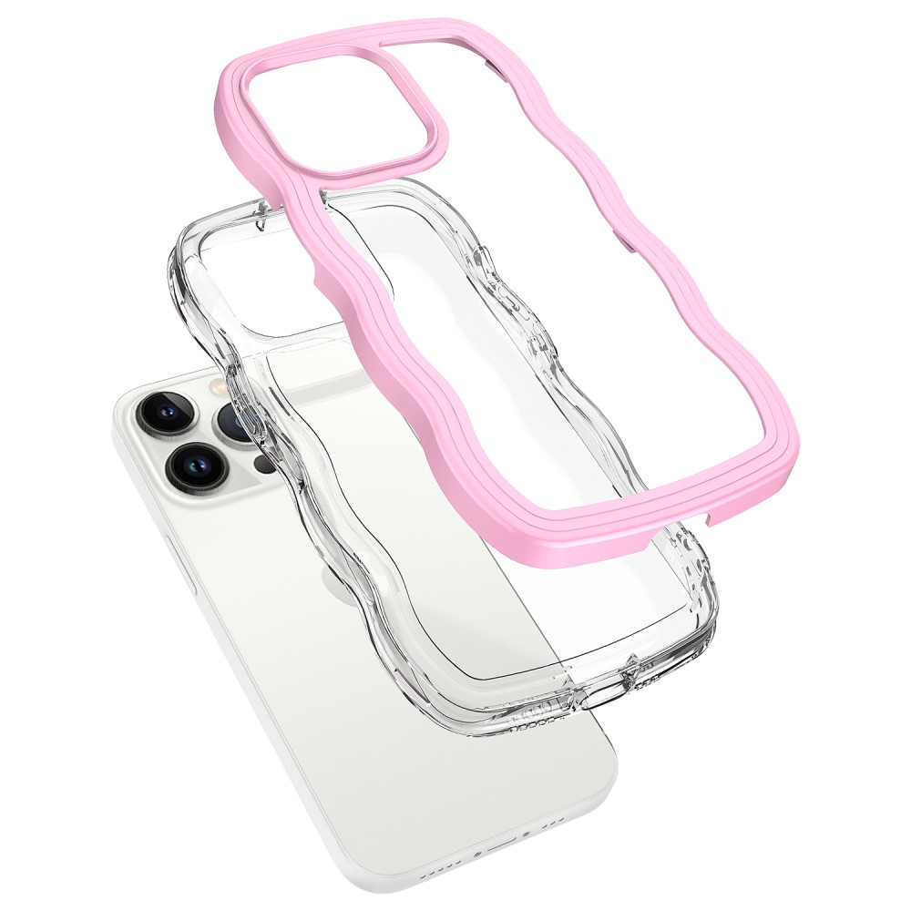 iPhone 15 Pro Skal Wavy Hybrid Transparent/Rosa