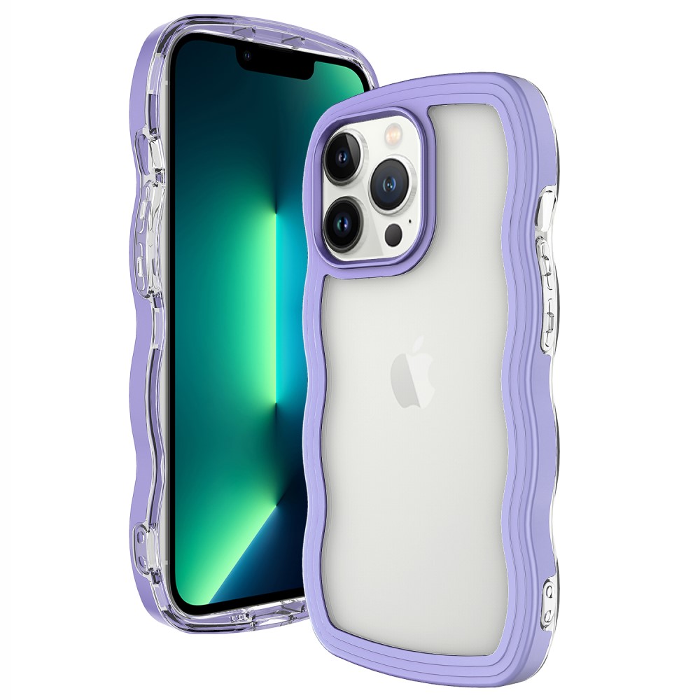 iPhone 15 Pro Skal Wavy Hybrid Transparent/Lila