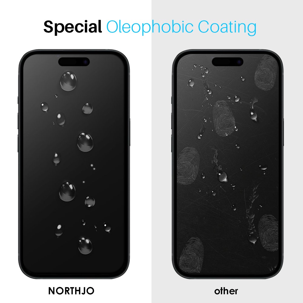 NORTHJO iPhone 15 Pro Skärmskydd 2-PACK Härdat Glas