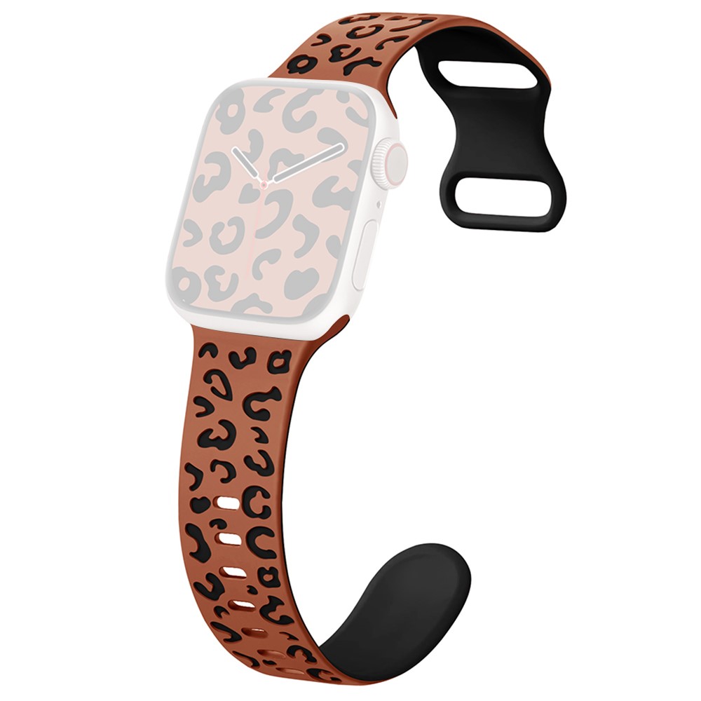 Apple Watch 42/44/45/49 Klockarmband Leopard Brun/Svart