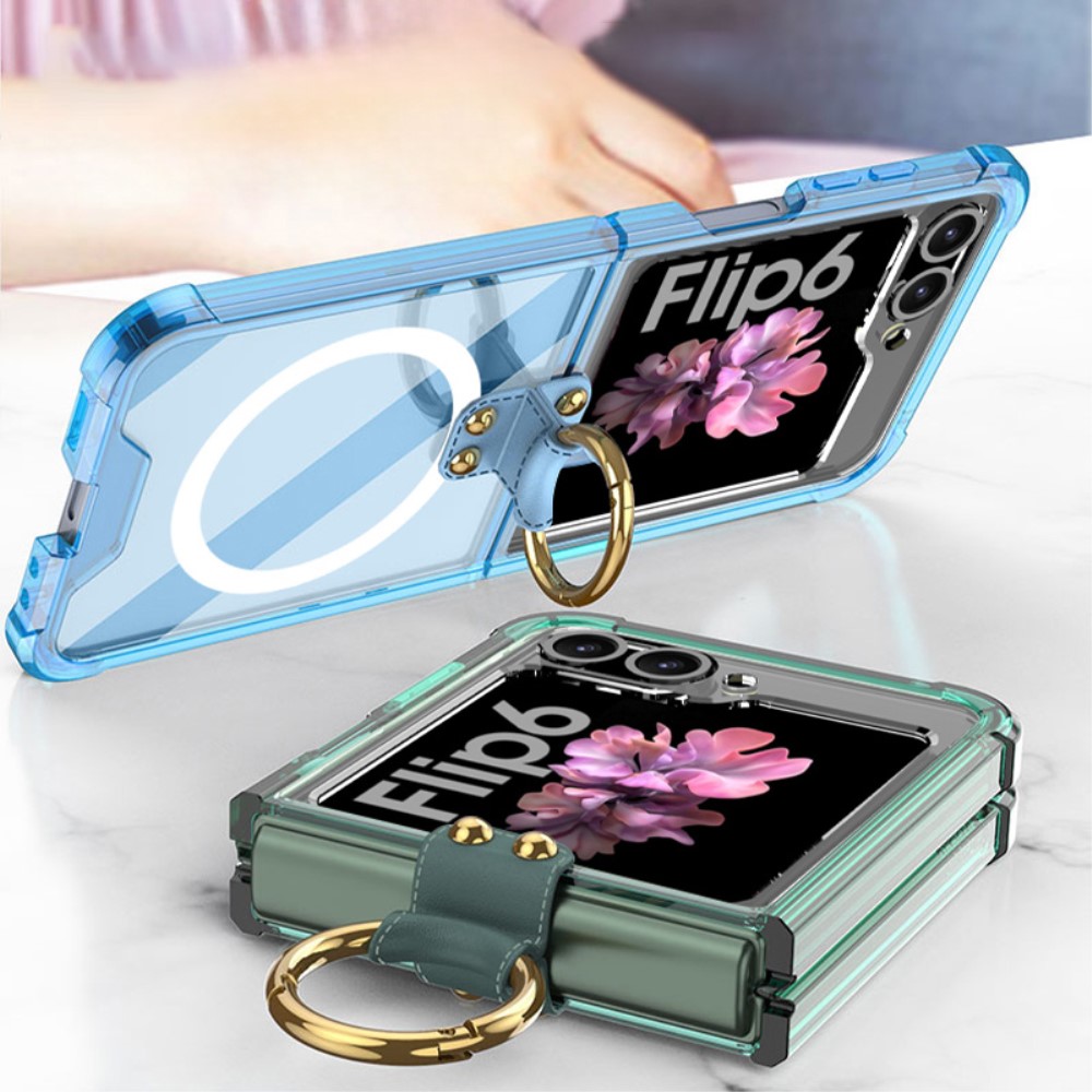 GKK Galaxy Z Flip 6 Skal Med Ringhllare Magsafe Transparent