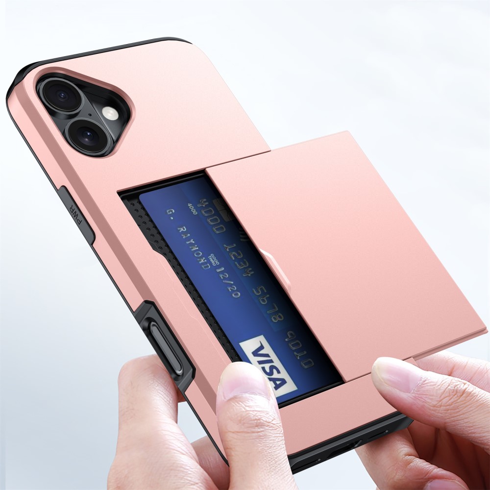 iPhone 16 Skal Hybrid Med Kortfack Roséguld