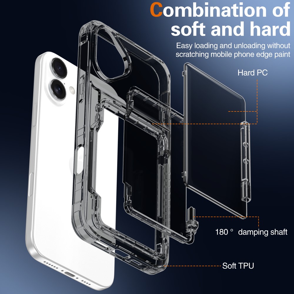 iPhone 16 Skal Kickstand Med Korthållare Tonad Svart