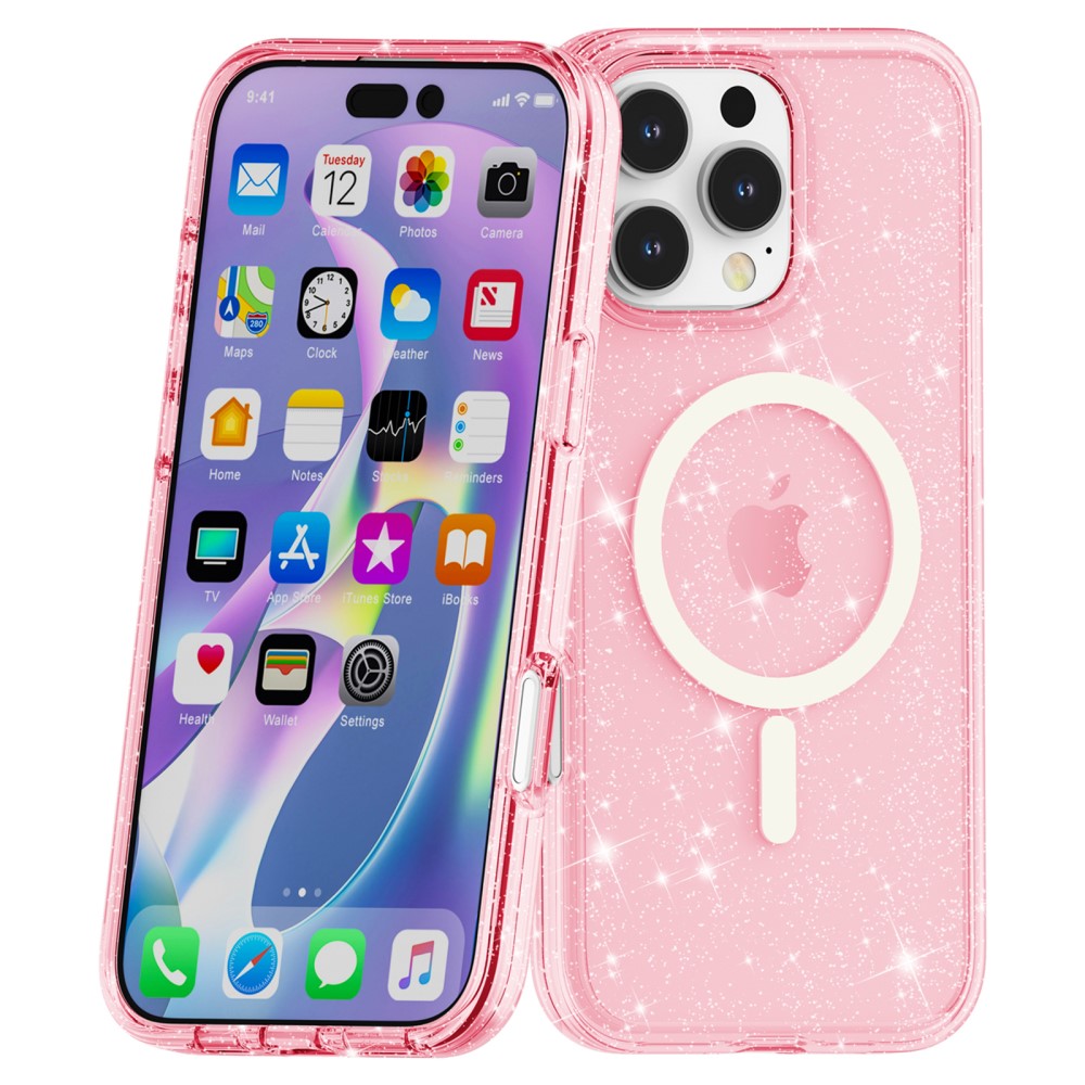 iPhone 16 Pro Skal MagSafe Glitter Rosa