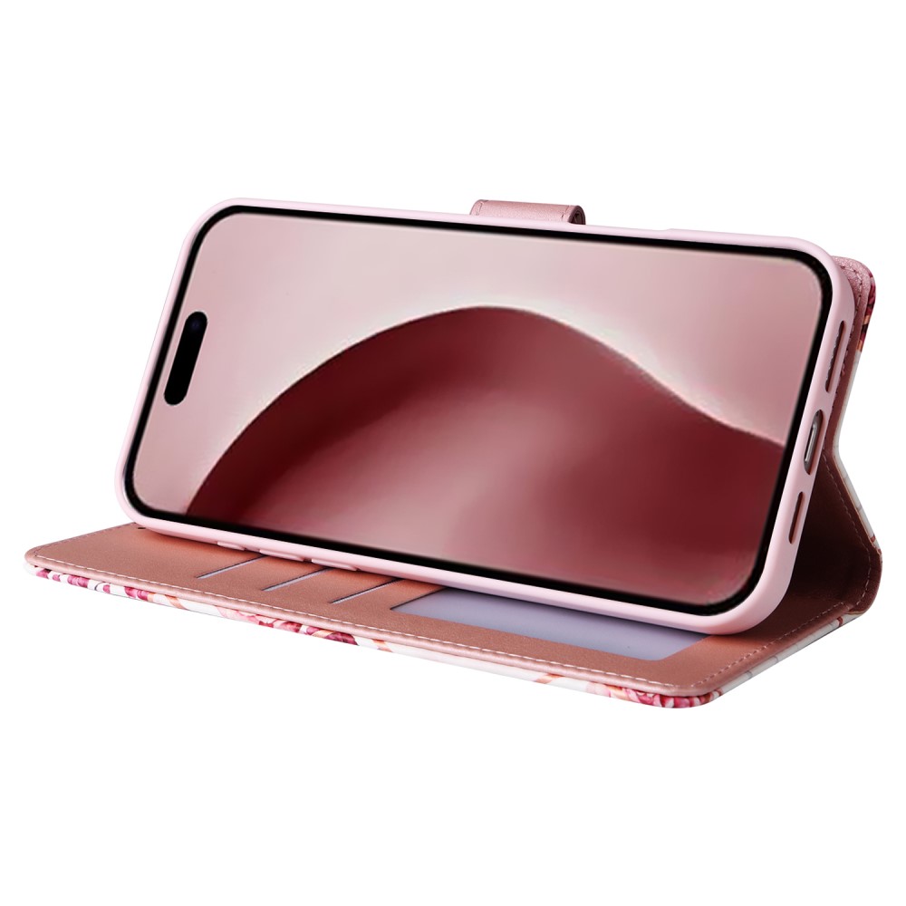 iPhone 16 Pro Fodral Läder Marmor Rosa