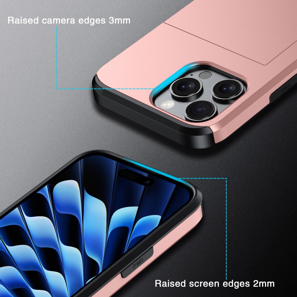 iPhone 16 Pro Skal Med Kortfack Hybrid Roséguld