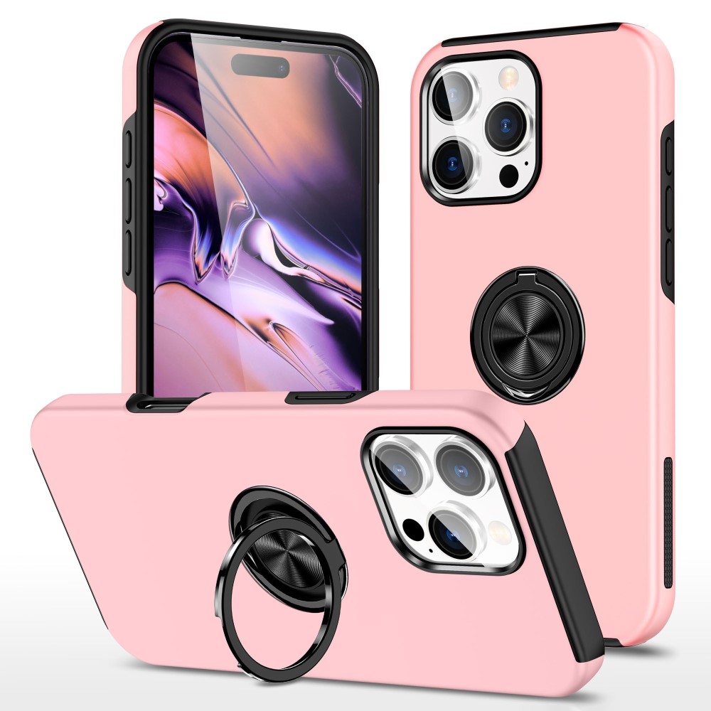 iPhone 16 Pro Skal Med Ringhållare Kickstand Roséguld