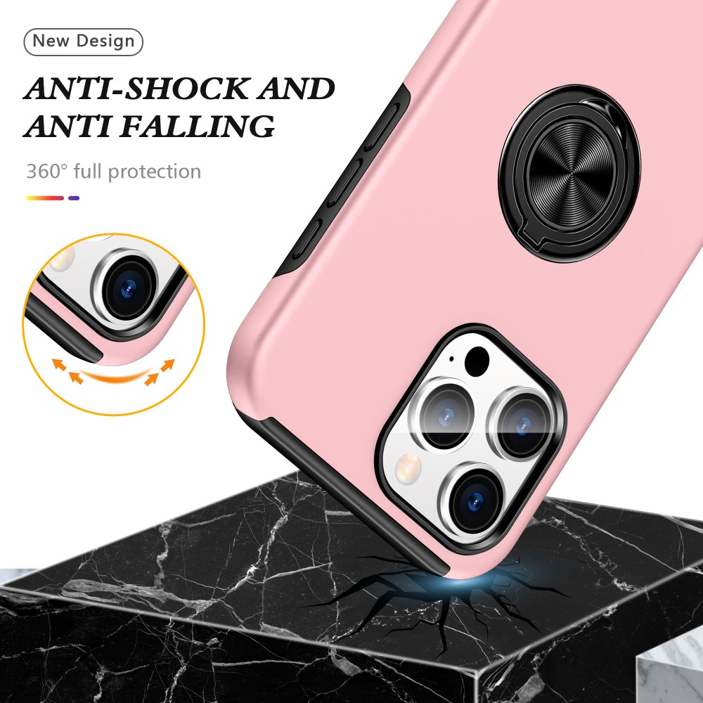 iPhone 16 Pro Skal Med Ringhållare Kickstand Roséguld