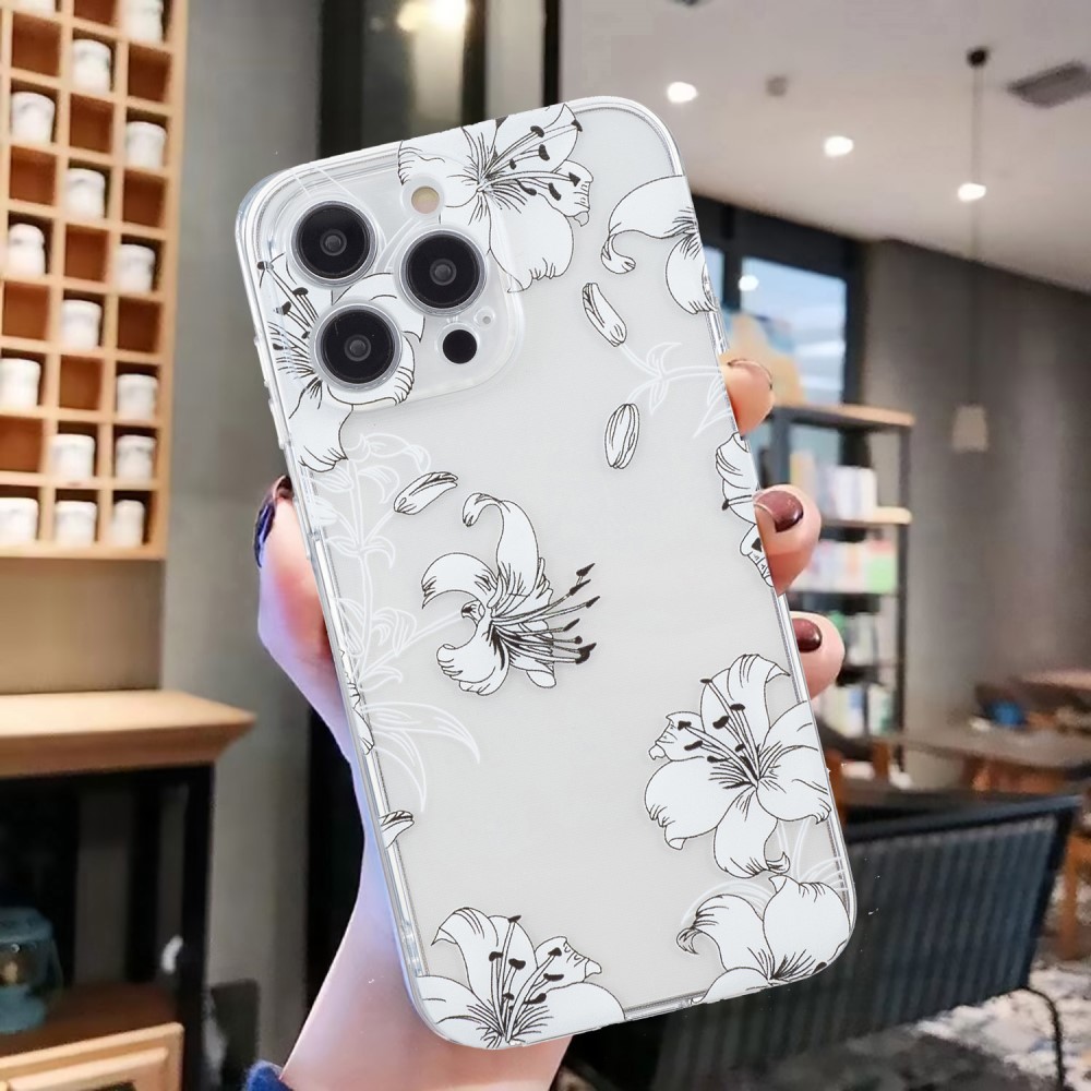 iPhone 16 Pro Skal TPU Vita Blommor