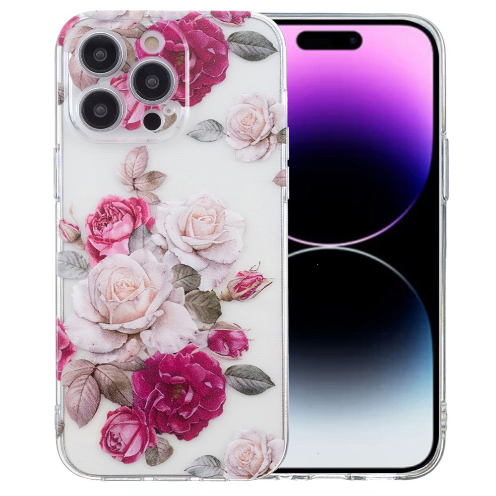 iPhone 16 Pro Skal TPU Blommer Rosa