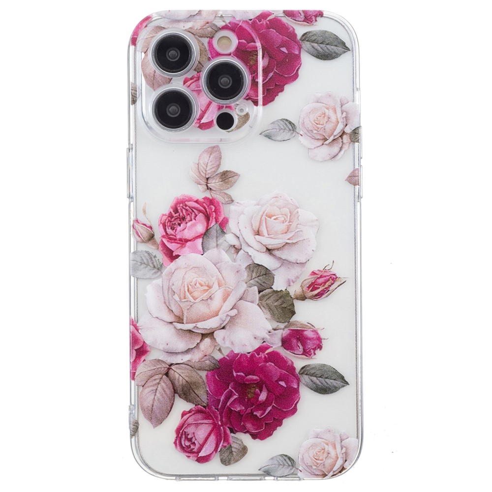 iPhone 16 Pro Skal TPU Blommer Rosa