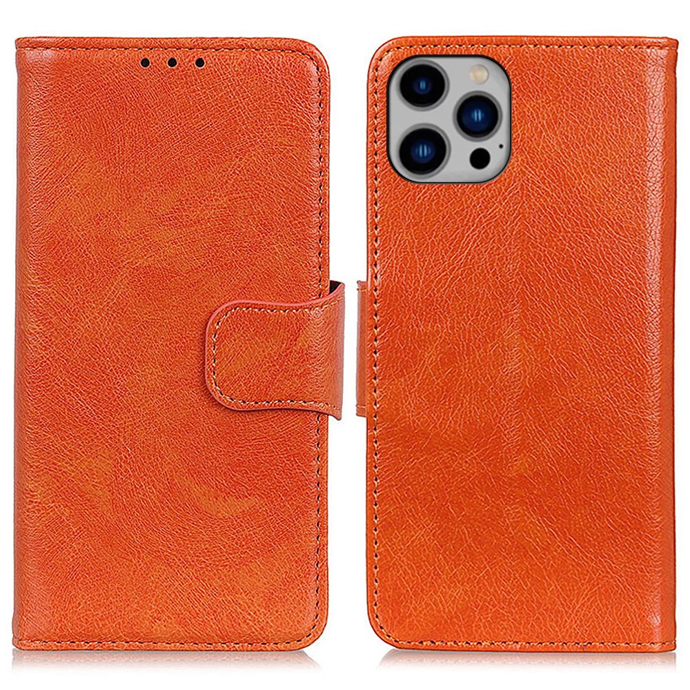 iPhone 16 Pro Fodral Split Läder Orange