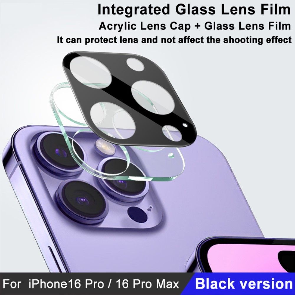 IMAK iPhone 16 Pro/16 Pro Max Linsskydd Härdat Glas Svart