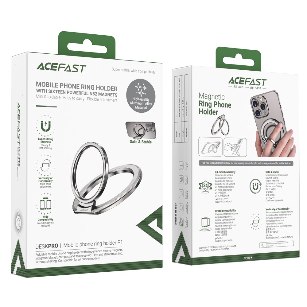 Acefast MagSafe Magnetisk Ringhllare Silver