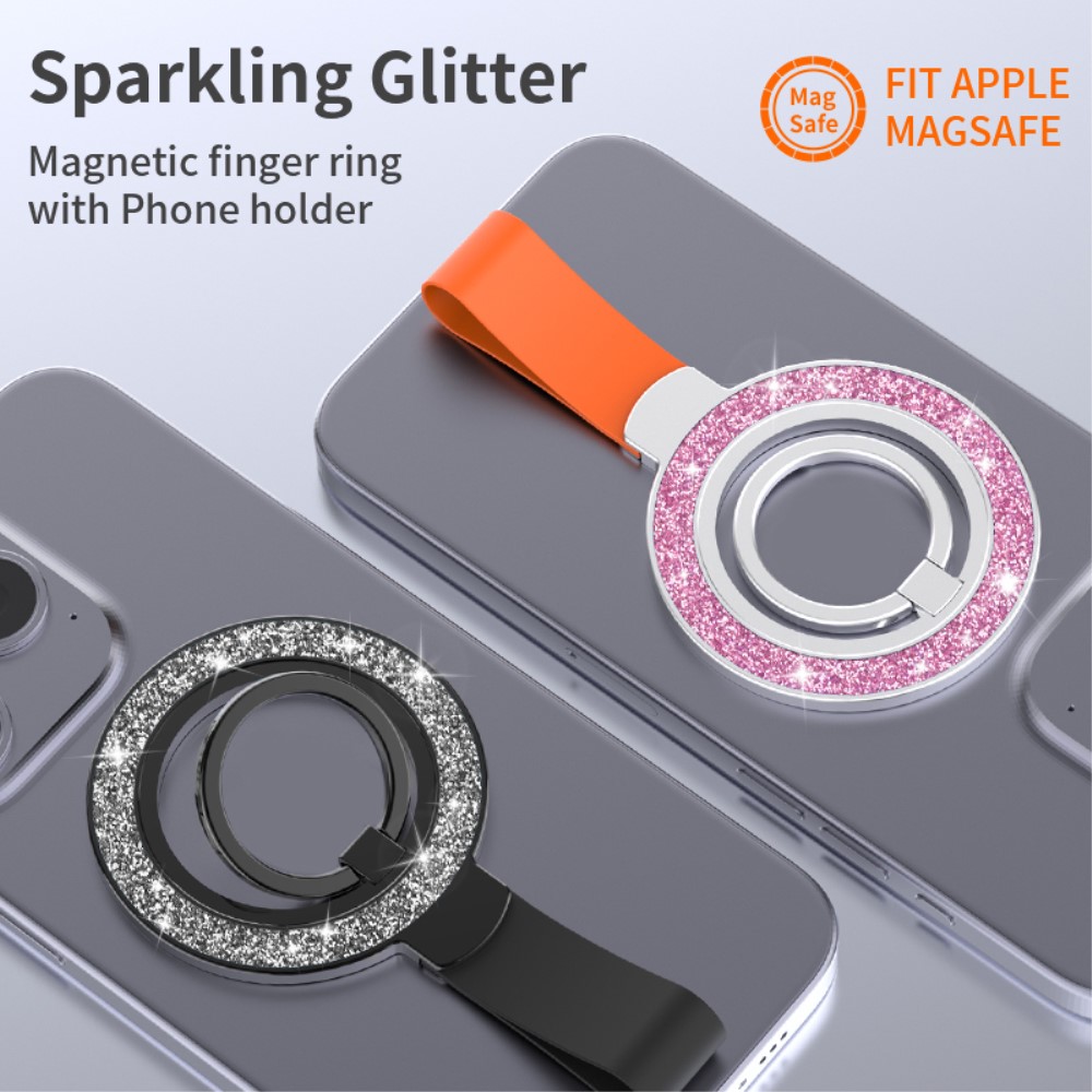 Magnetisk MagSafe Ring Hållare Glitter Silver