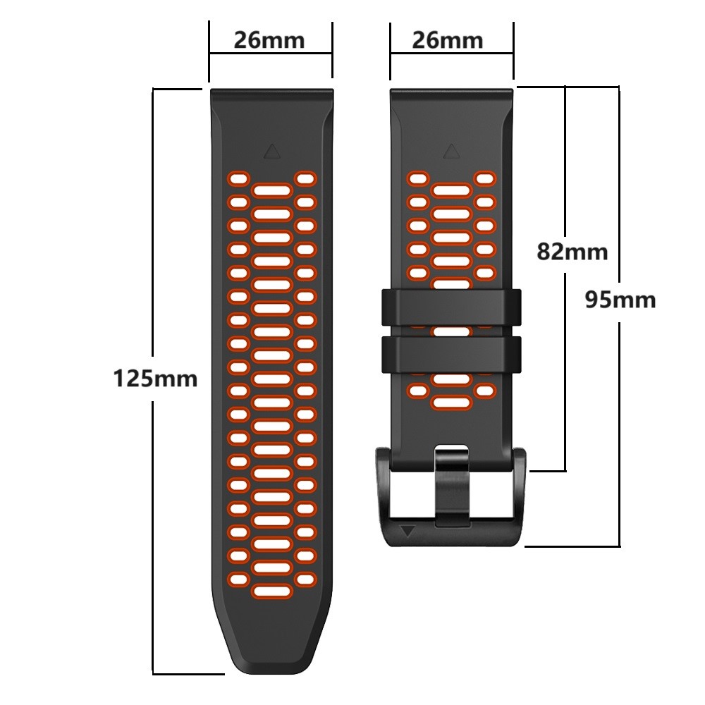 Klockarmband 26 mm Dual-Color Robust Orange/Svart