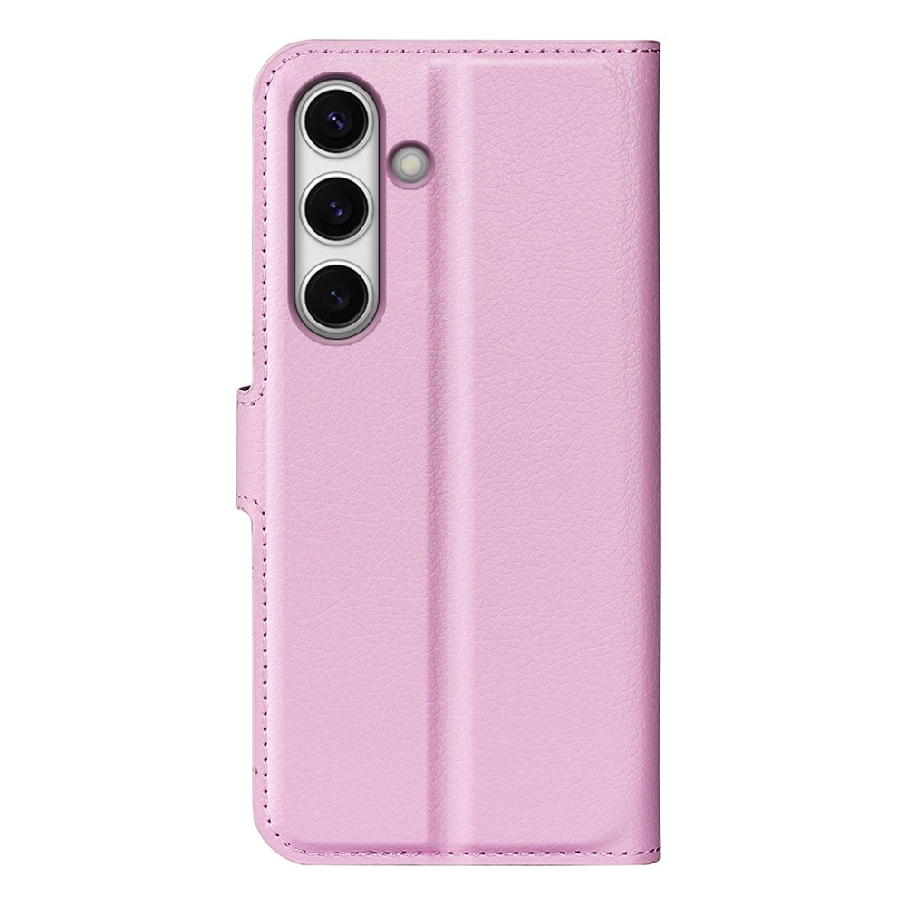 Samsung Galaxy S24 FE Fodral Litchi Läder Textur Ljus Rosa