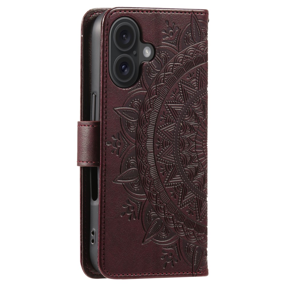 iPhone 16 Fodral Mandala Läder Brun