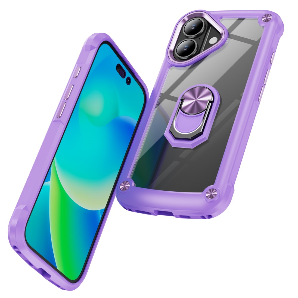 iPhone 16 Skal Shockproof Ring Hybrid Lila