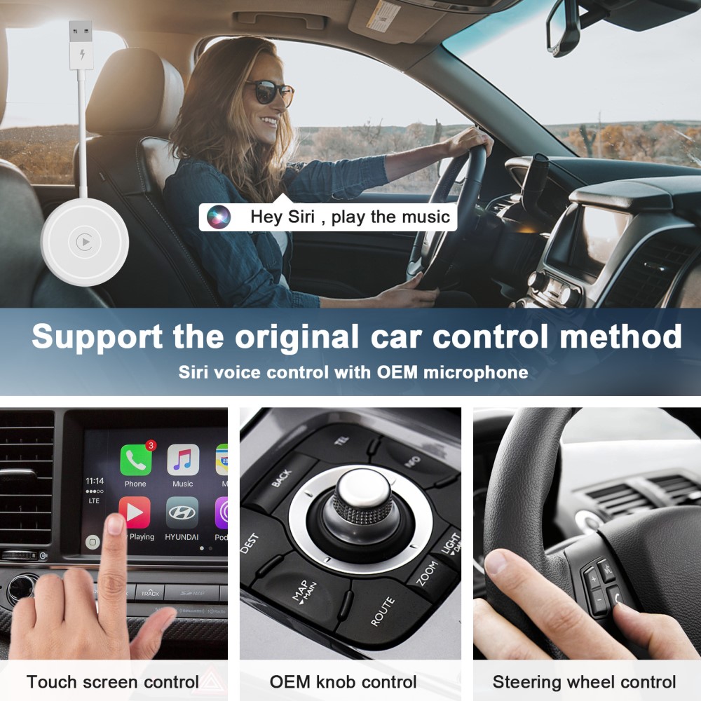 Trådlös CarPlay Adapter För Trådbundna CarPlay Bilar Vit