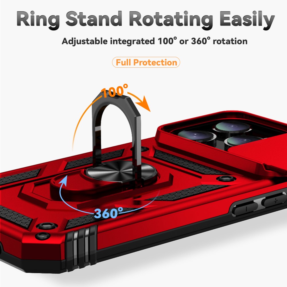 iPhone 16 Pro Max Skal CamShield Ring Hybrid Röd