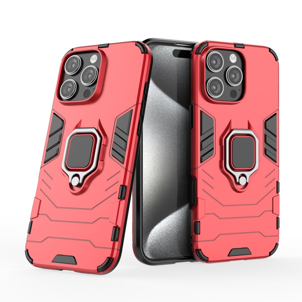 iPhone 16 Pro Max Skal Hybrid Armor Ring Röd