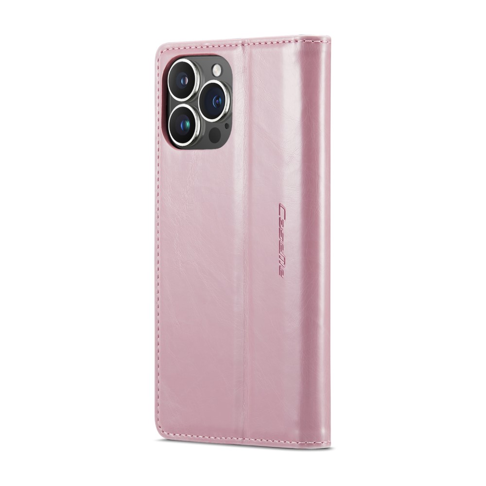 CASEME iPhone 16 Pro Fodral Oil Wax Flip Rosa