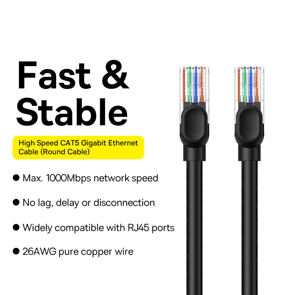 BASEUS 1.5 m Cat5 RJ45 Nätverkskabel Svart