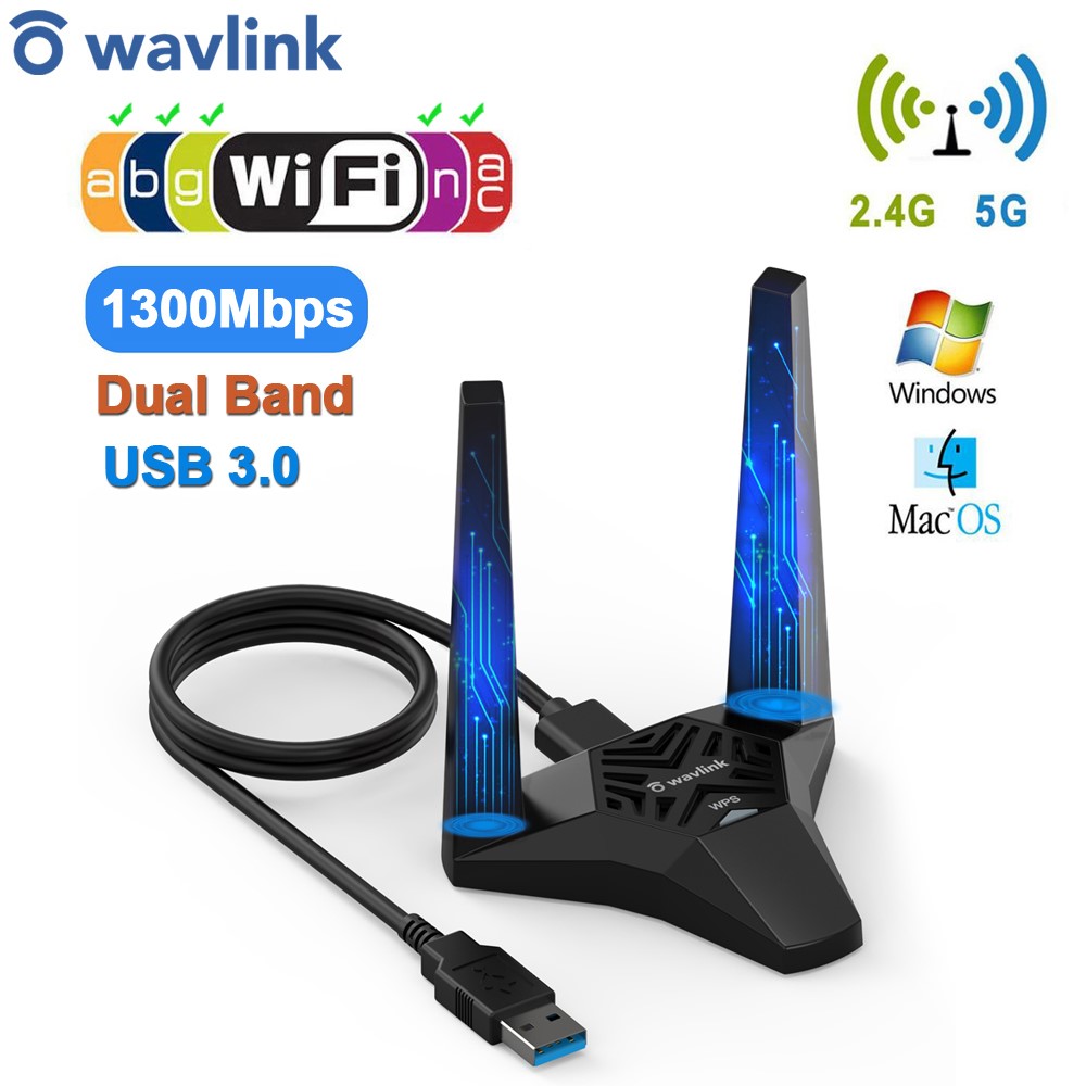 Wavlink Externt Nätverkskort AC1300M Dual-Band USB 3.0