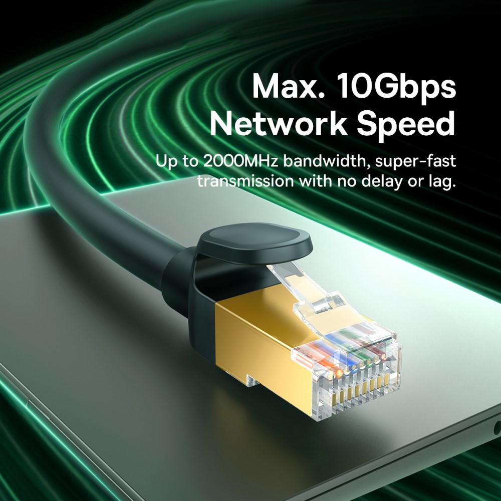 BASEUS 3 m Cat8 40Gbps RJ45 Nätverkskabel Svart