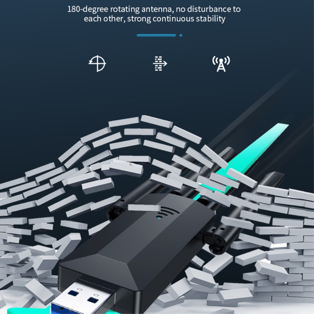 Trådlös USB 3.0 Nätverkskort Dual-Band Svart