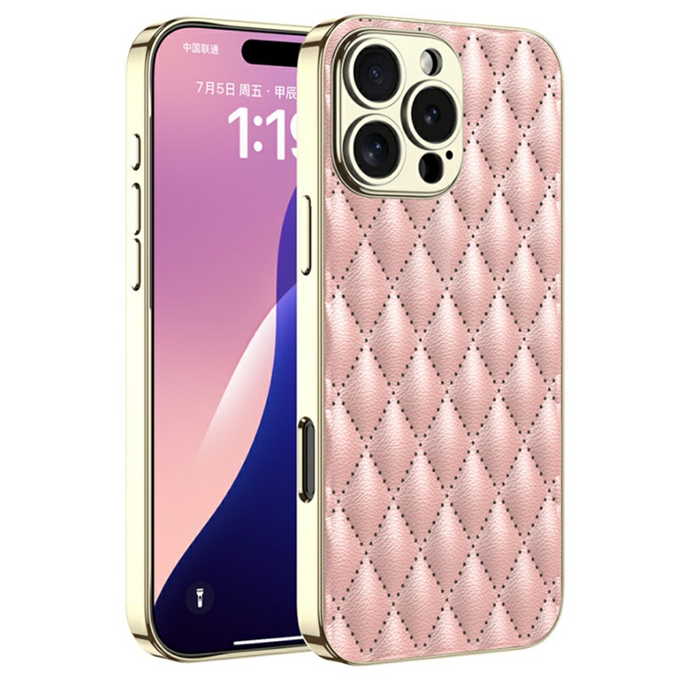 GKK iPhone 16 Pro Max Skal Diamond Hybrid Läder Rosa