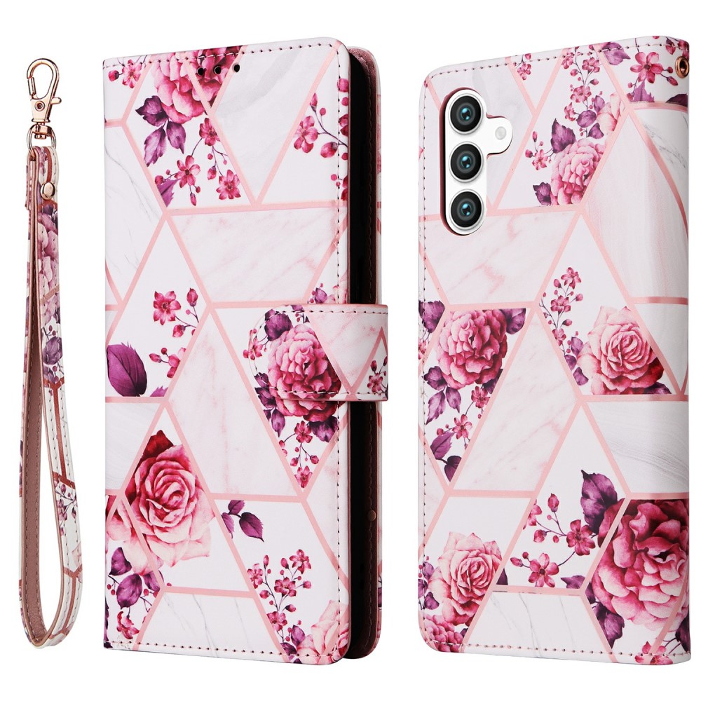 Samsung Galaxy S25 Fodral Läder Marmor Roséguld