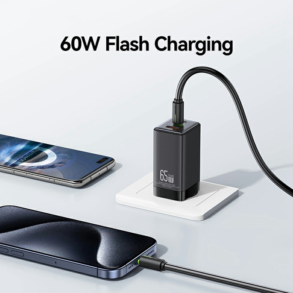 USAMS 1m 60W USB-C - USB-C Kabel Vit