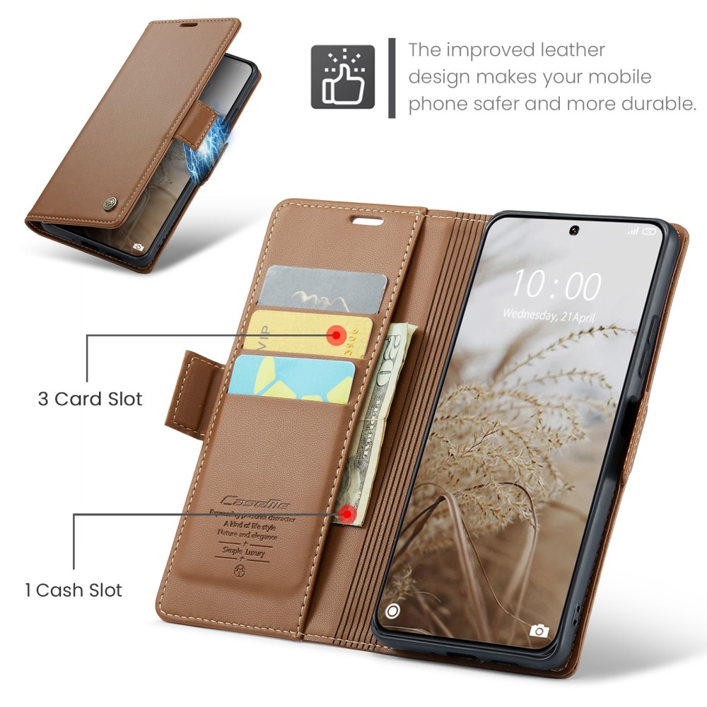 CASEME Xiaomi 14 Ultra Fodral Läder RFID Brun