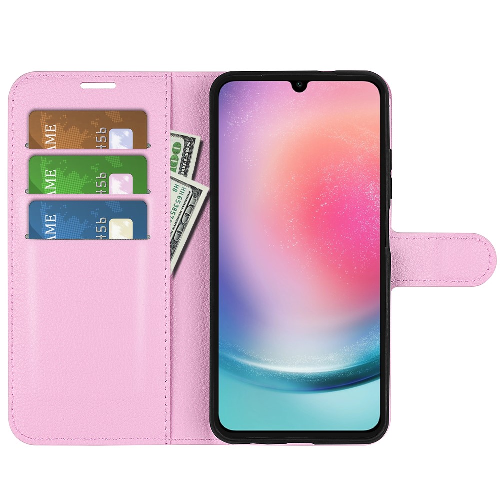 Samsung Galaxy A16 Fodral Litchi Läder Ljus Rosa