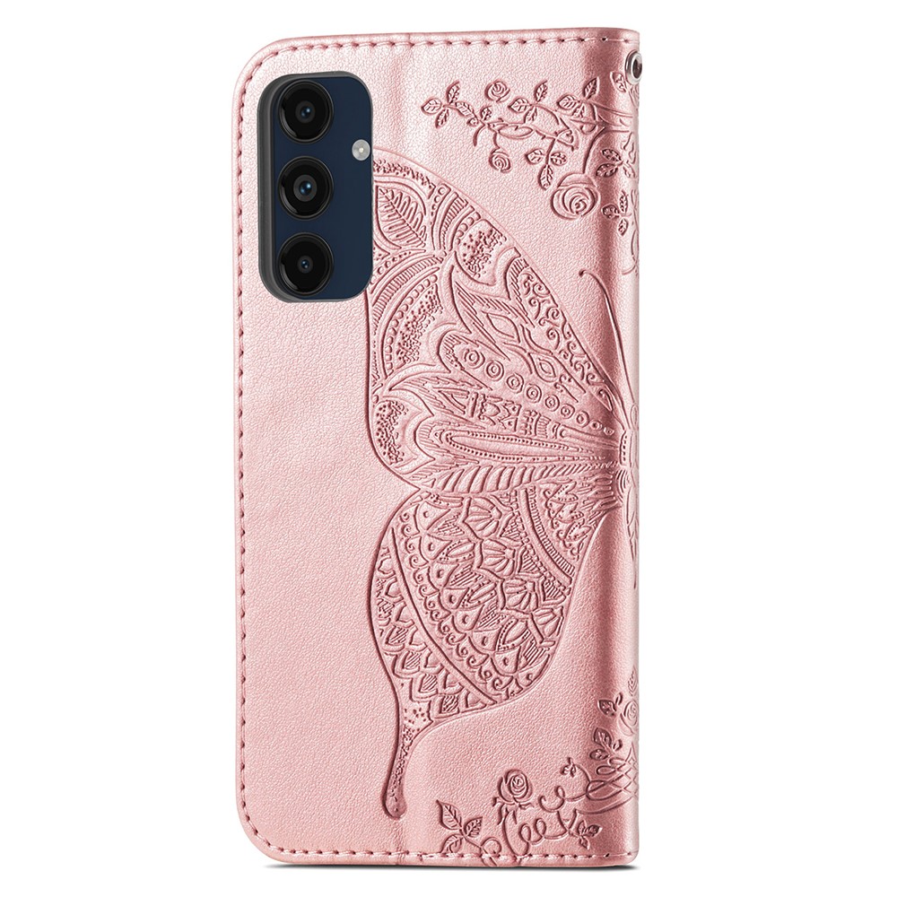 Samsung Galaxy A16 Fodral Med Fjäril Tryck Roséguld